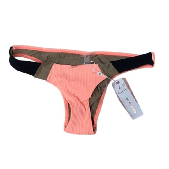 PilyQ Sandstone & Black Color Block Bikini Bottom - Picture 5 of 5